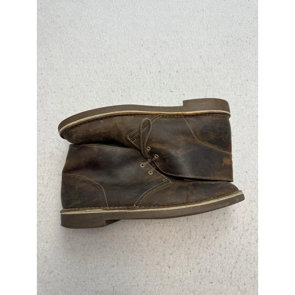 Clarks Chukka Boots Mens Size 11 Brown Leather Ankle Lace Up Round Toe Casual